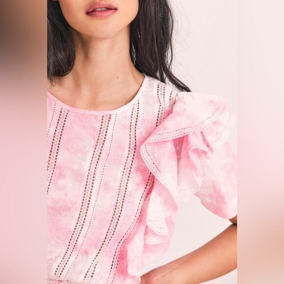 NWT LoveShackFancy Natasha Mini Dress Island Pink Tie Dye XS - Picture 3 of 7